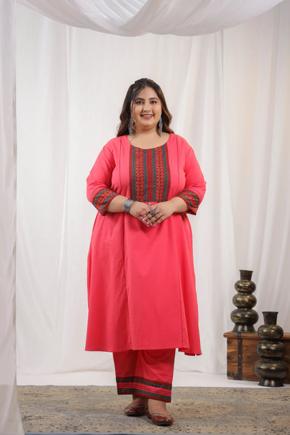 Ruhi Pink Plus Kurta Pant Set