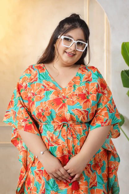 Mishka Orange Floral Plus Size Kaftan Dress