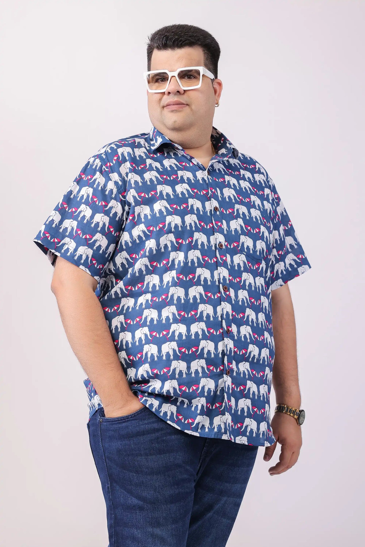 Elephant Parade Plus Men Cotton Bushirt