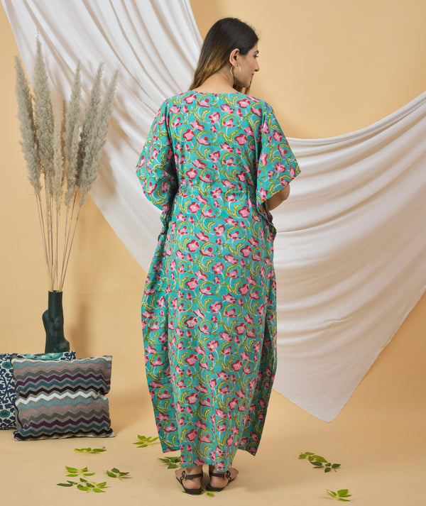 Handblock Maternity Kaftan Dresss