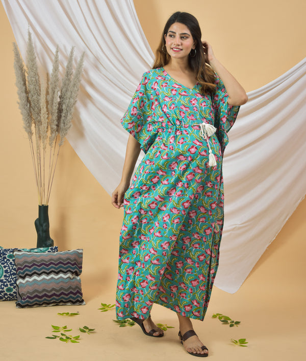 Handblock Maternity Kaftan Dresss