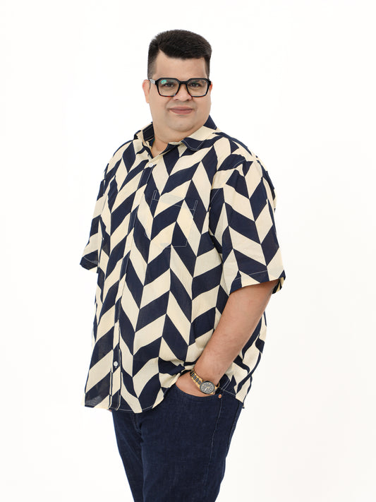 Blue Cream Plus Men Shirt
