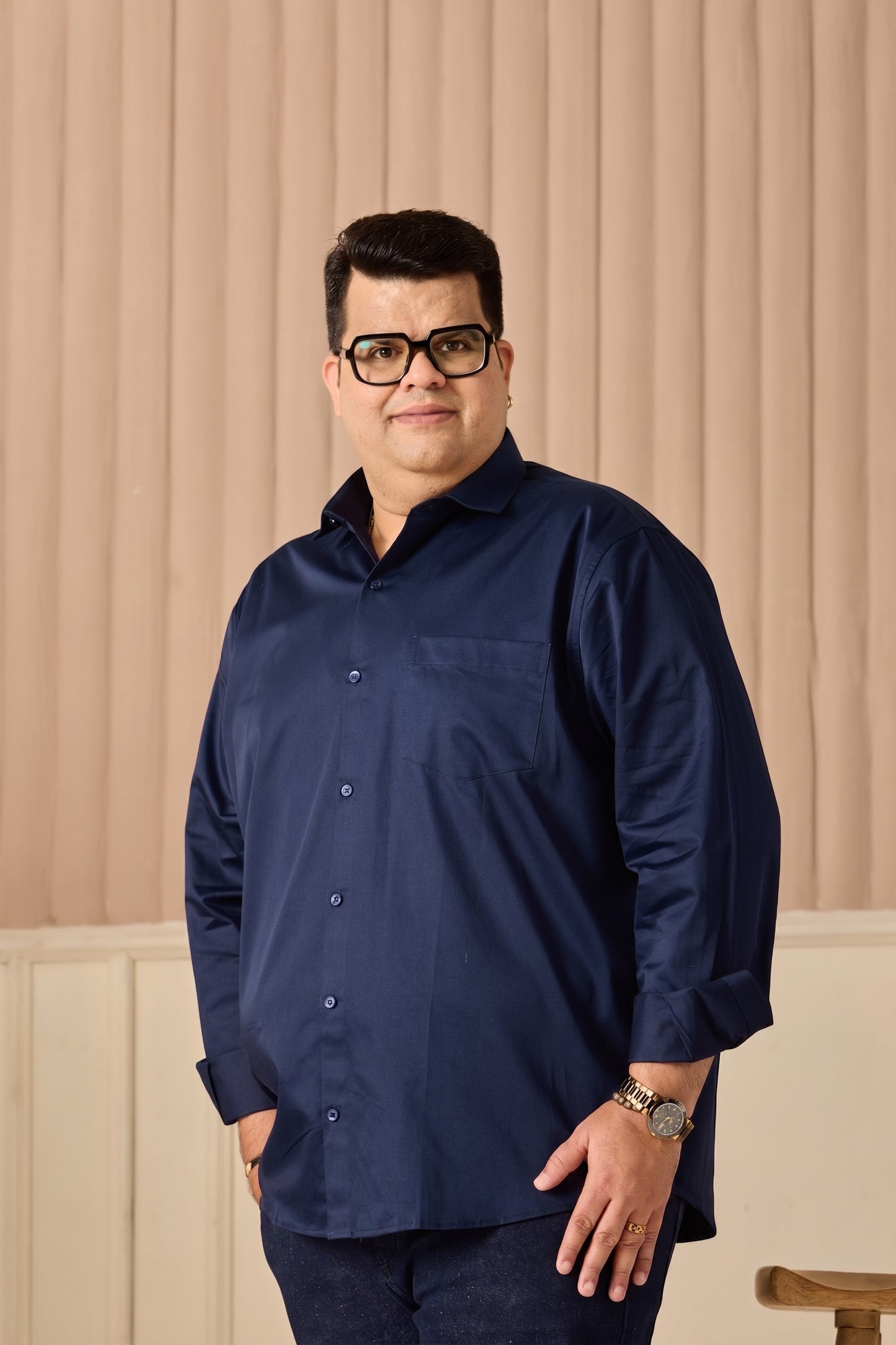 Navy Blue Men's Plus Size Shirt