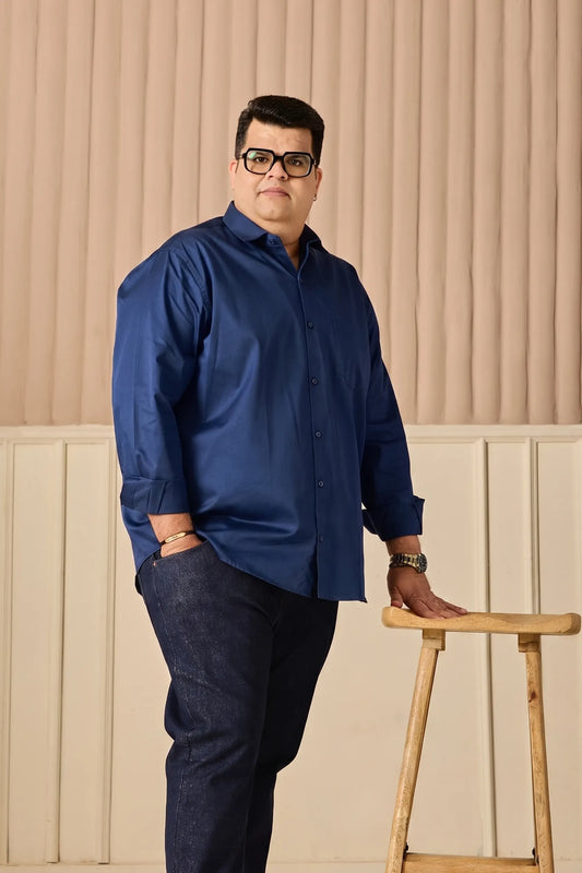 Navy Blue Men's Plus Size Shirt