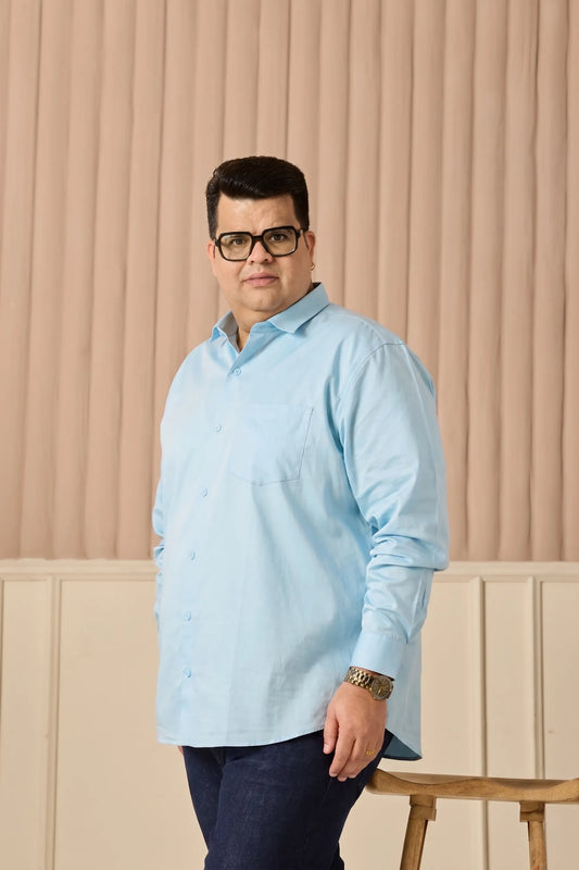 Light Blue Men's Plus Size Shirt