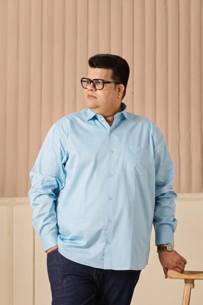 Light Blue Men's Plus Size Shirt