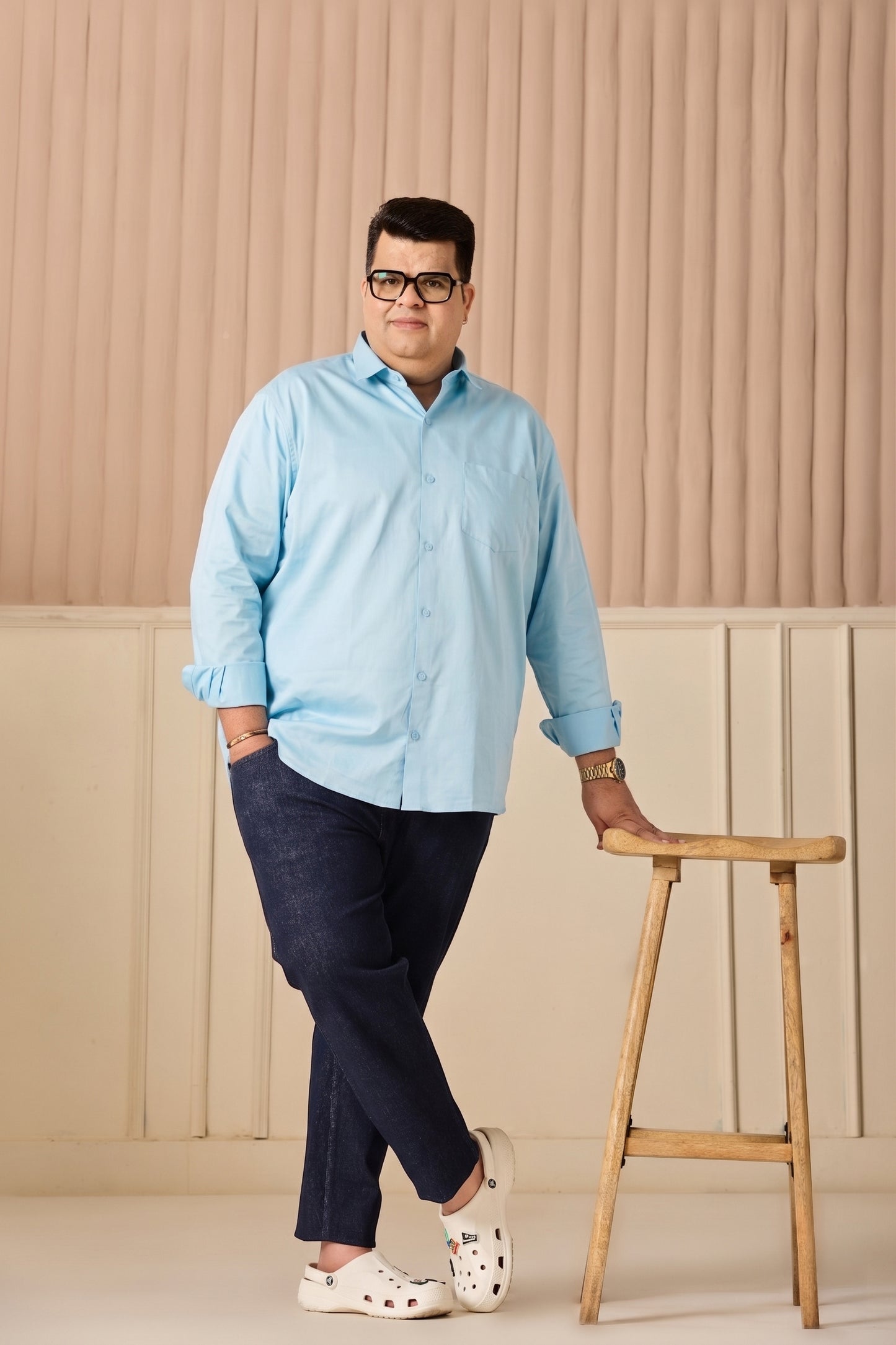 Light Blue Men's Plus Size Shirt