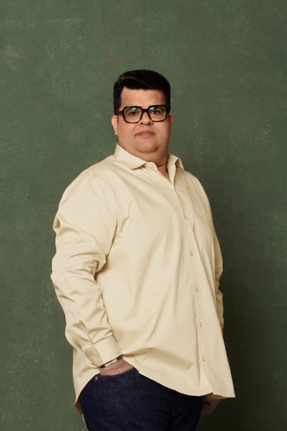 Solid Yellow Men's Plus Size Shirt