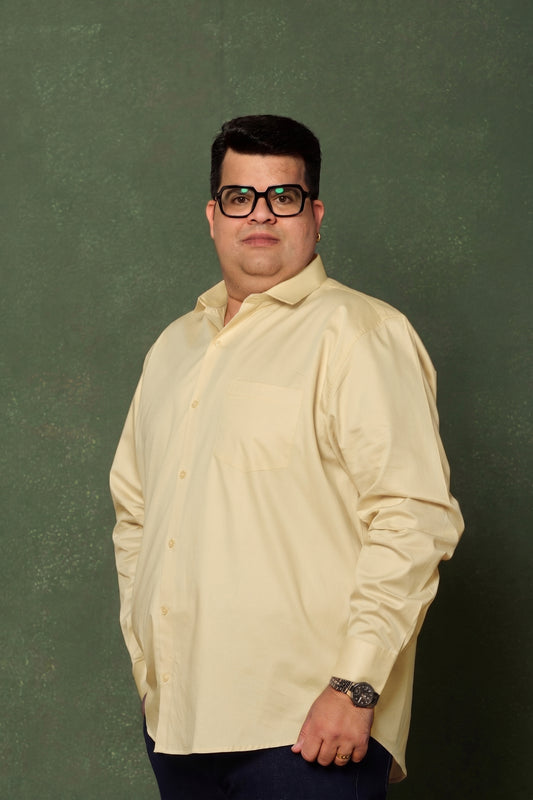 Solid Yellow Men's Plus Size Shirt