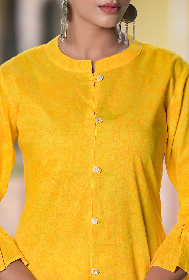 Yellow Dress With Flared Sleeves